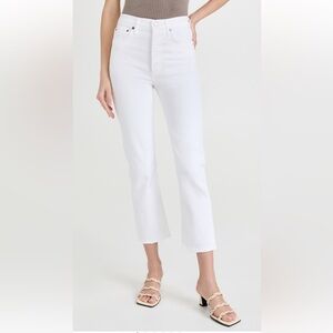 AGOLDE Riley High Rise White Cropped Jeans